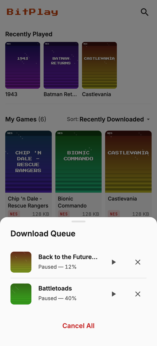 The download queue sheet.